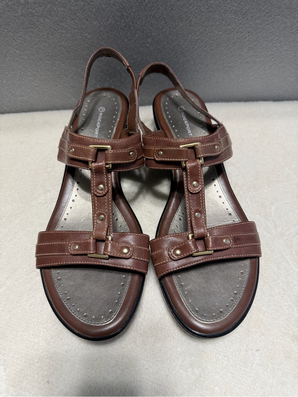 Rockport Comfort Sandals Women’s s10 Brown/Gold Elastic Closure